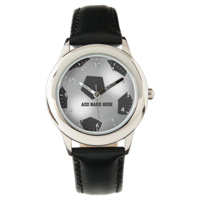 Montre Boule de soccer en argent personnalisable (devant)
