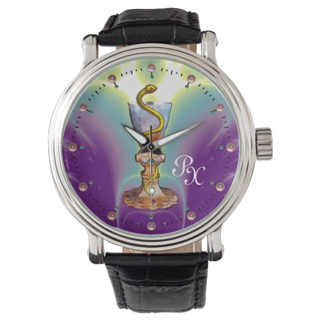 MONTRE BOULE D'HYGÉIE, MÉDECINE, MONOGRAMME DE PHARMACIE (devant)