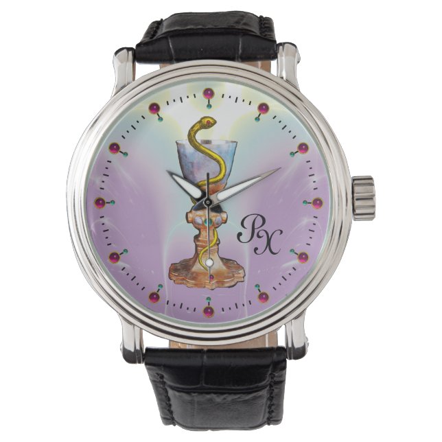MONTRE BOULE D'HYGÉIE, MÉDECINE, MONOGRAMME DE PHARMACIE (devant)