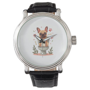 Montre Bouledogue français en colère vintage tenant du pa