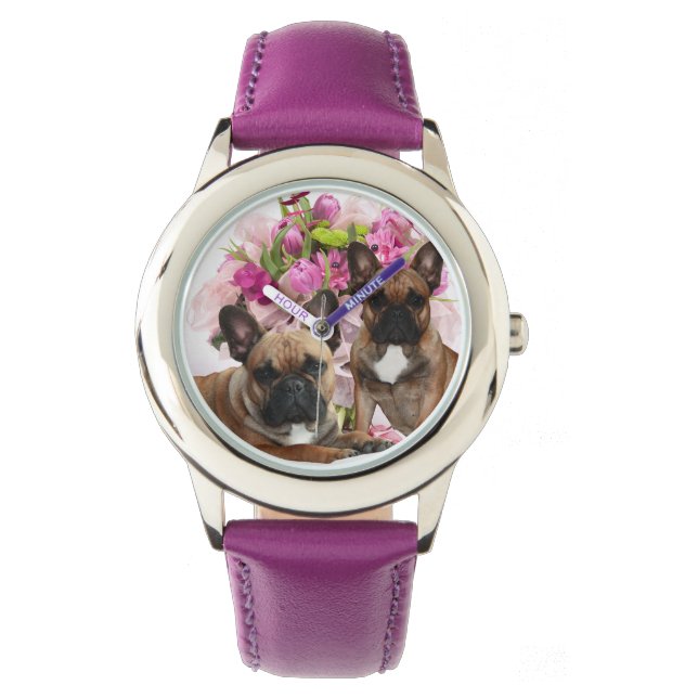 Montre Bouledogue français fleurs célébration Bouledogue  (devant)