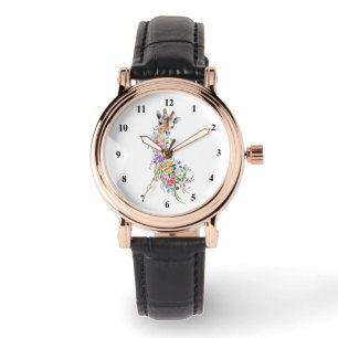 Montre Bouquet de fleurs colorées Girafe - Dessin Moderne