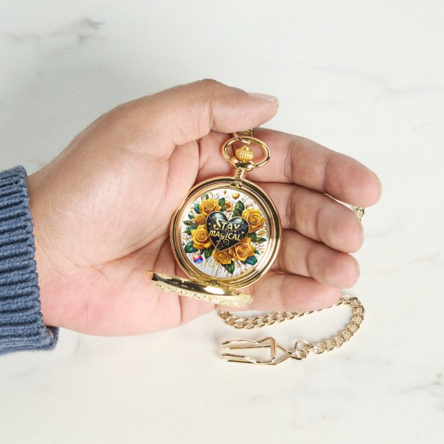 Montre Bouquet enchanteur de Roses d'or et de coeur (main)