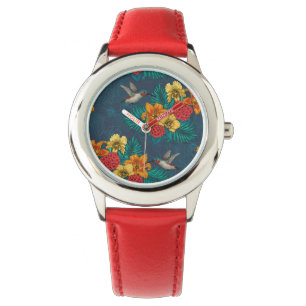 Montre Bouquet et colibris tropicaux