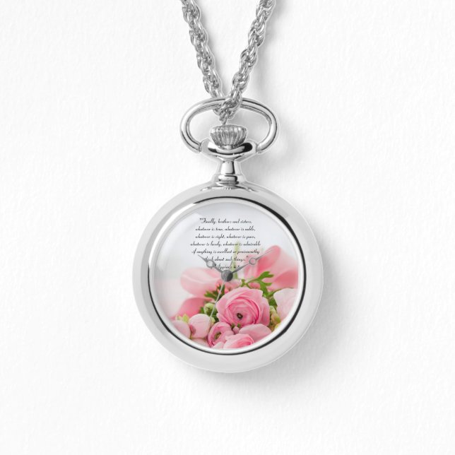 Montre Bouquet rose pastel de fleurs Bible Verse (Recto)