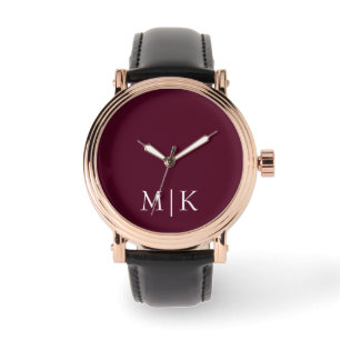 Montre Bourgogne et blanc   Monogramme moderne