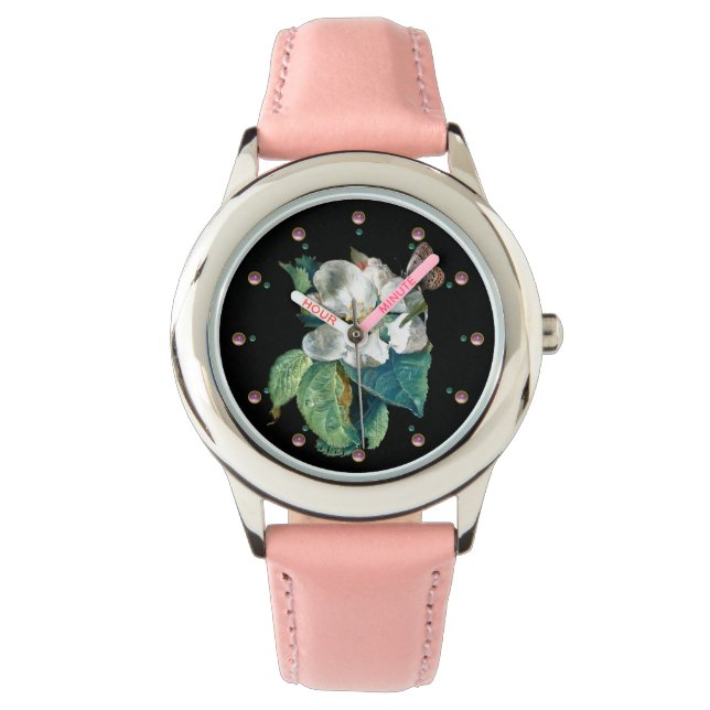 MONTRE BOUTEILLE SUR LA FLEURS BLANCHES, FLORALE NOIRE (devant)