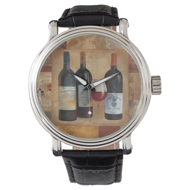 Montre Bouteilles à vin avec verre (devant)