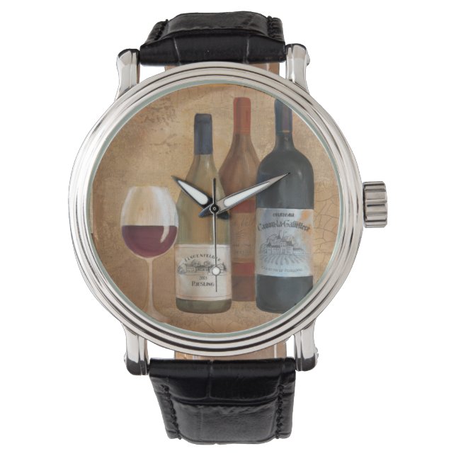 Montre Bouteilles vintages et Verre à vin (devant)