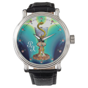 Montre BOWL OF HYGEIA MONOGRAM Medicine, Pharmacie, Bleu