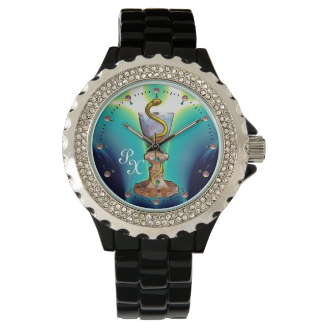 Montre BOWL OF HYGEIA MONOGRAM Medicine, Pharmacie, Bleu (devant)
