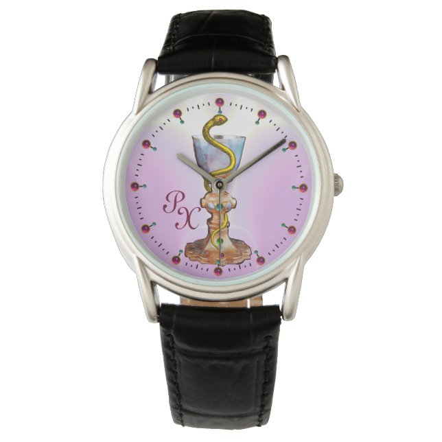 Montre BOWL OF HYGEIA MONOGRAM Medicine, Pharmacie, Rose (devant)
