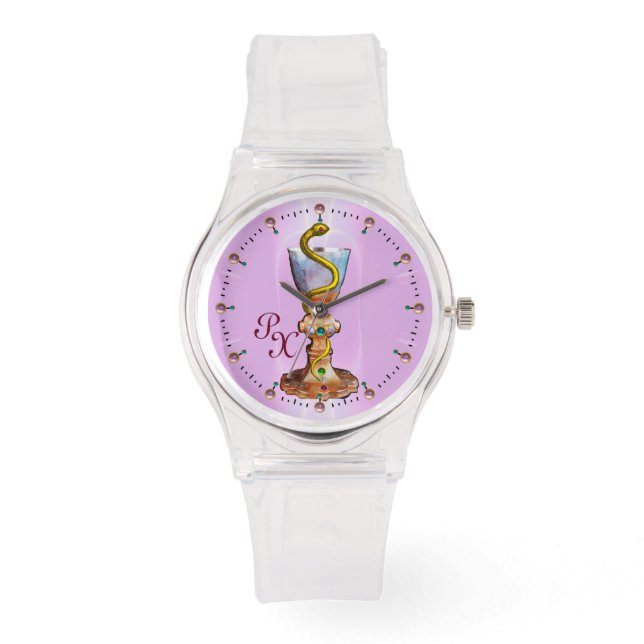 Montre BOWL OF HYGEIA MONOGRAM Medicine, Pharmacie, Rose (Recto)