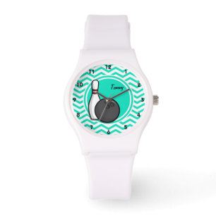 Montre Bowling ; Aqua Green Chevron