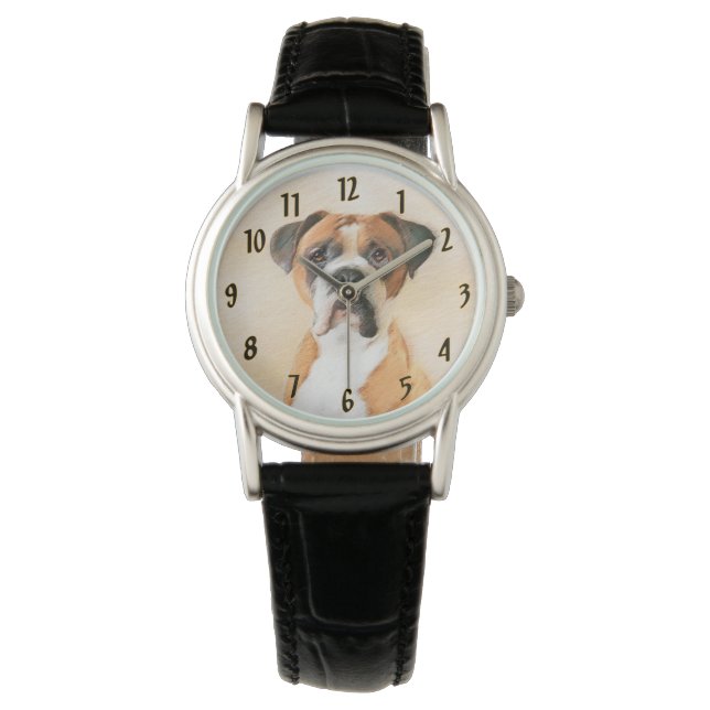 Montre Boxer Dog Peinture Non Décroché Art animal origina (devant)