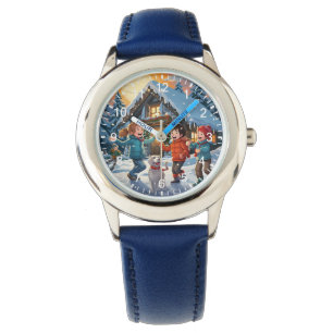 Montre Boys jote Blue Kids Cartoon Winter Snow Cadeau