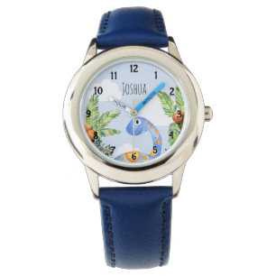 Montre Boys Jungle Watercolor Dinosaure and Name Kids