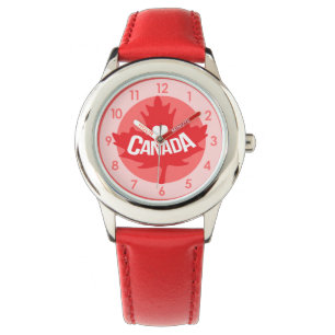 Montre-bracelet de coeur de feuille du Canada de