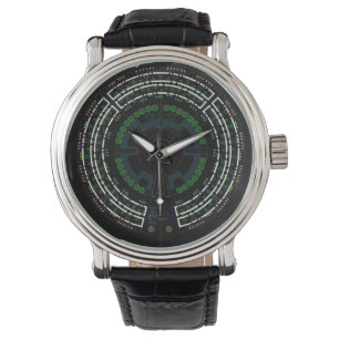 montre bracelet en cuir et écran radar