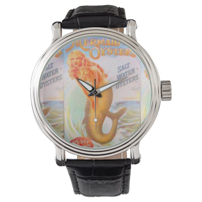 montre-bracelet en sirène dorée (devant)