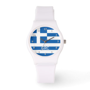 Montre-bracelet grecque de drapeau pour les hommes