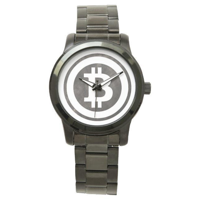 Montre Bracelet noir surdimensionné Bitcoin (devant)