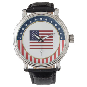 Montre-bracelet patriotique de drapeau américain