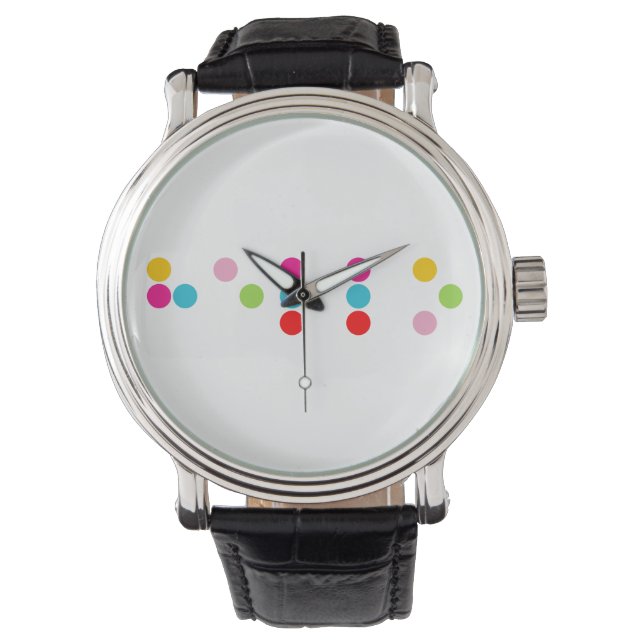 Montre Braille aveugle alphabet lettres bonjour texte (devant)