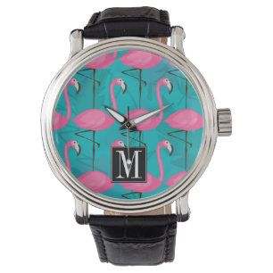 Montre Bright Flamingo Patch   Ajouter votre initiale