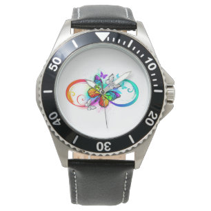 Montre Bright infinity with rainbow butterfly