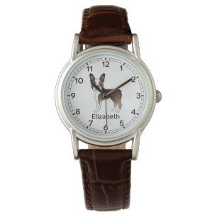 Montre Brindle Boston Terrier Cute Cartoon Chien & Nom