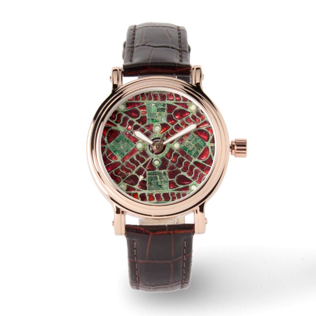 MONTRE BRONZE VISIGOTHIQUE, MÈRE VERTE ROUGE DES PERLES (Recto)