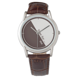 Montre Brown et blanc minimaliste, 60°, texte