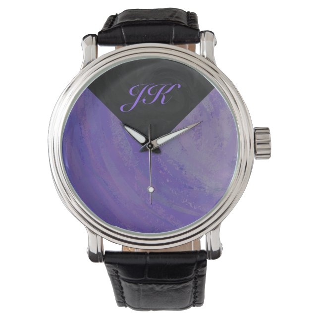 Montre Broyeur de bleuets et monogramme noir (devant)