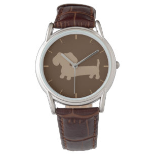Montre brun chocolat de bande de cuir du teckel