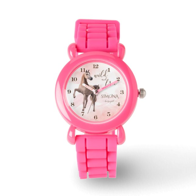Montre Brun sauvage et gratuit de cheval arabe cadeau de  (Recto)