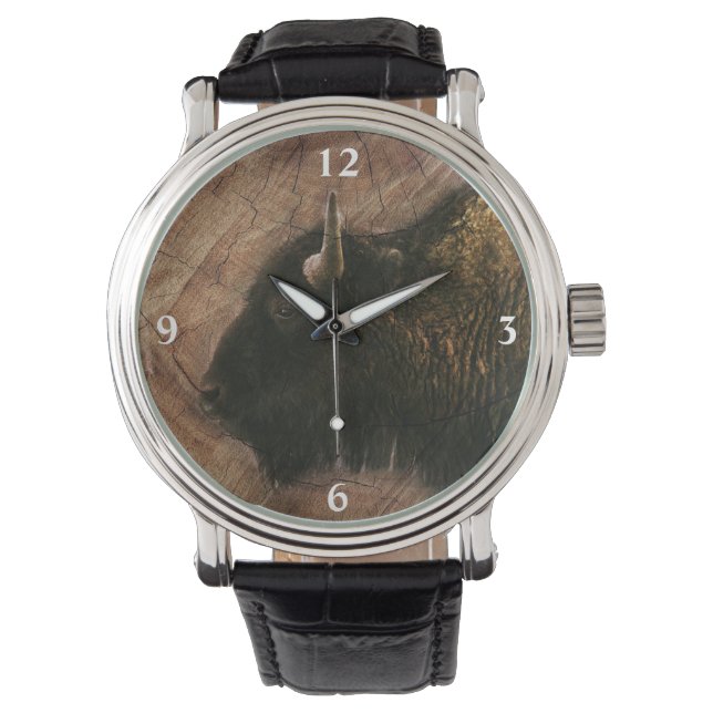 Montre Buffalo Bison Bois (devant)