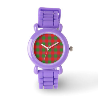 Montre Buffalo Plaid Christmas Check Motif, Rouge Vert