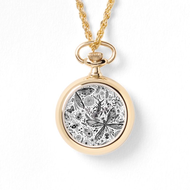 Montre Bugs de Doodle sur bleu foncé (Recto)