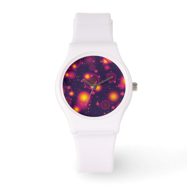 Montre Bulles super rose violet et jaune brillant (Recto)