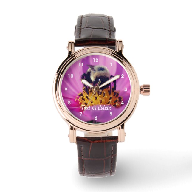 Montre Bumble Bee On Cosmos Flower Personnalisé (Recto)