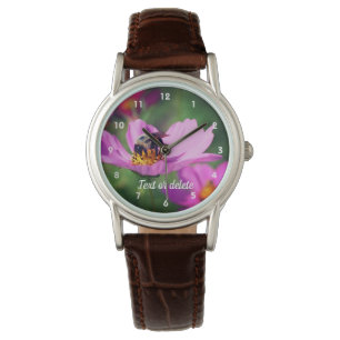 Montre Bumble Bee On Pink Cosmos Personnalisé