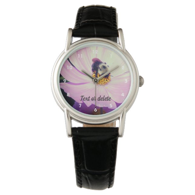 Montre Bumble Bee On Rose Cosmos Flower Personnalisé (devant)