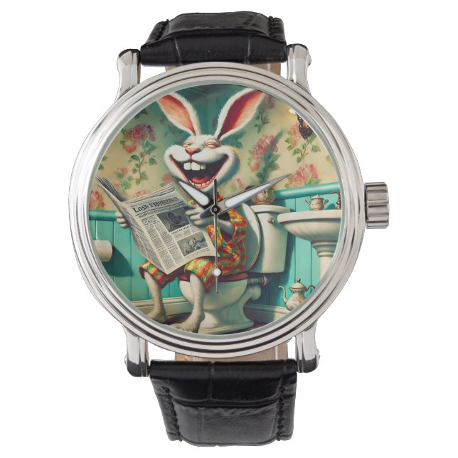 Montre Bunny amusant sur Toilette Salle de bain Art (devant)