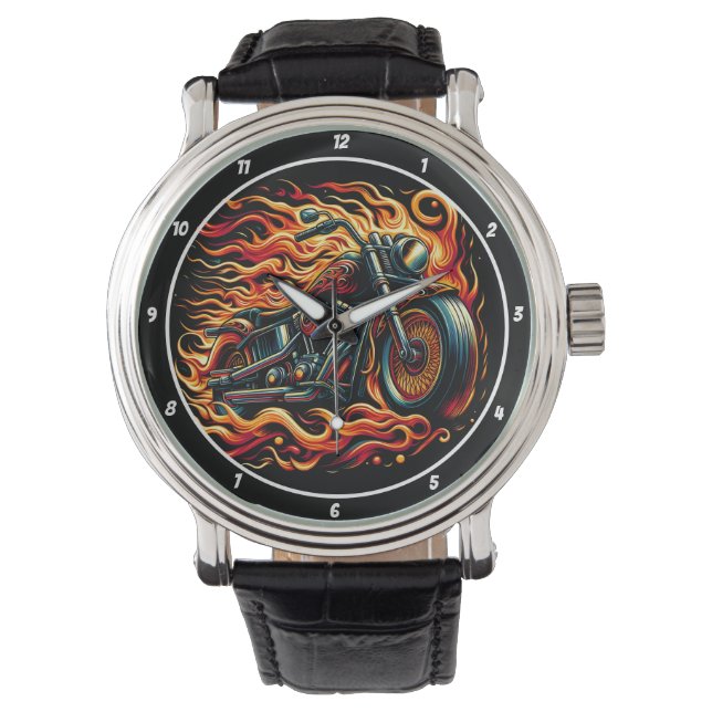 Montre Burning Velocity, Motorcycle Watch Face. (devant)