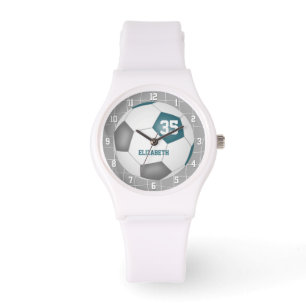 Montre but sportif net détail turquoise gris blanc footba