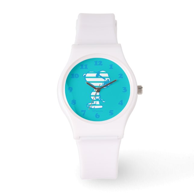 Montre cacahuètes | Snoopy Cyan Stripes Lunettes de solei (Recto)