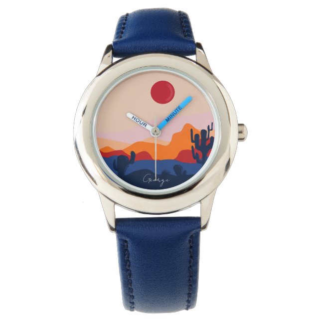 Montre Cactus coucher de soleil design enfants personnali (devant)
