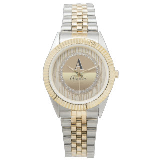 Montre Cadeau personnalisé en or avec monogramme pour mar
