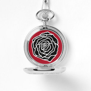 Montre Cadeau vintage Black Rose Pocket Watch